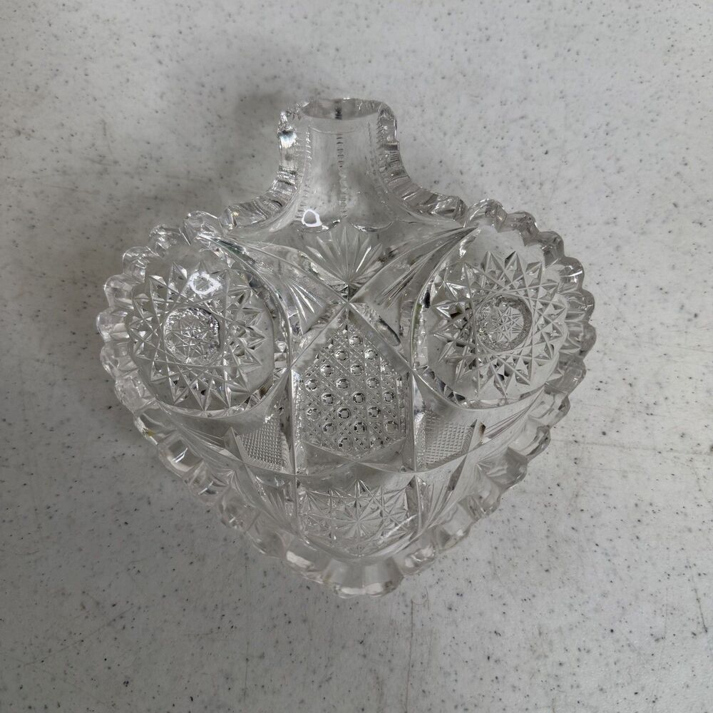 Glass Crystal Style Nappy Dish Hobstar Trinket Dish
